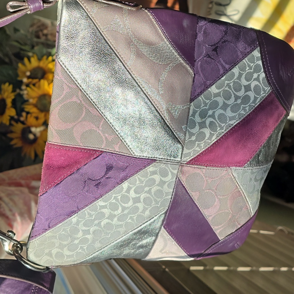 Coach Patchwork Purple Silver Pink Shoulder Bag